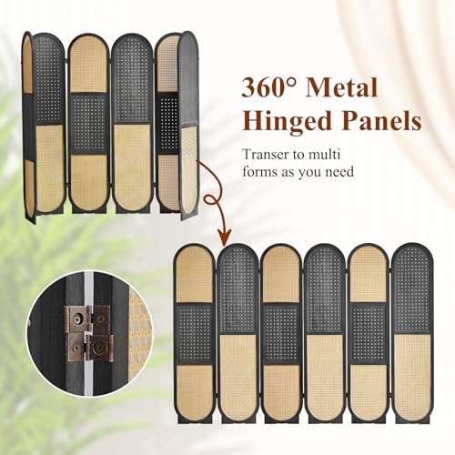 Wooden Pegboard Room Divider with Folding Privacy Screen, 5.6Ft, Light Brown D937870