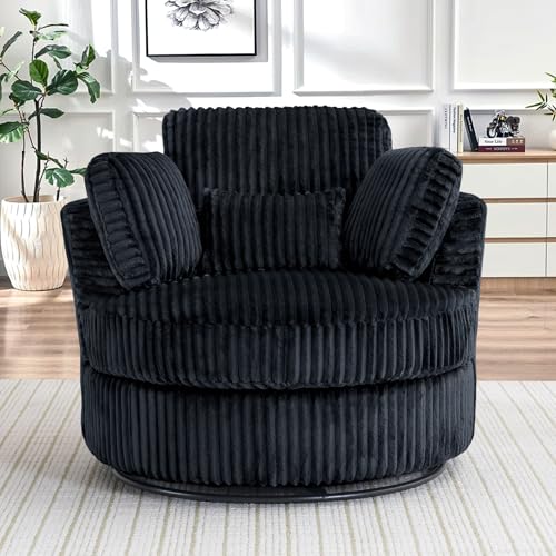 Round Swivel Barrel Chair with Ottoman for Living Room Bedroom G375183