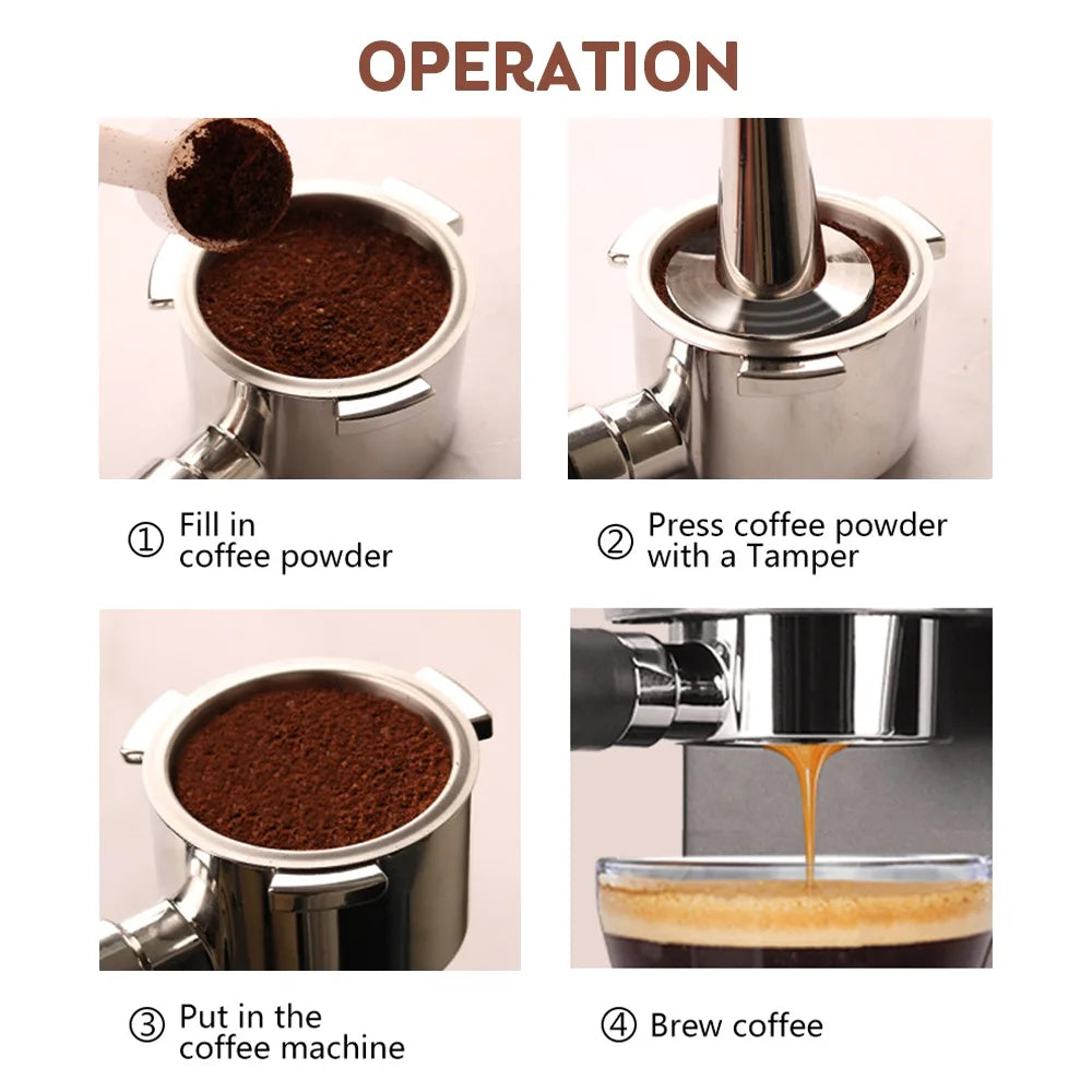 54mm Stainless Steel Bottomless Portafilter with Wood Handle Z534