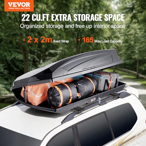 Roof Cargo Carrier, 22 Cubic Feet, Hard Shell, Dual-Sided Opening, Black E370