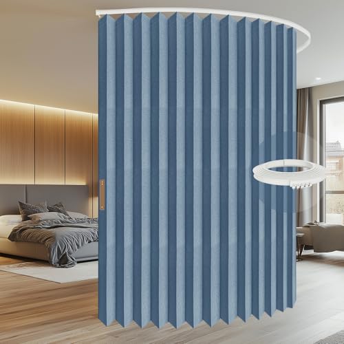 Blackout Accordion Room Divider Curtains with Ceiling Track for Bedroom Patio Sliding Door Q924855