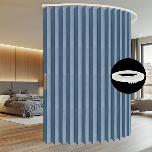 Blackout Accordion Room Divider Curtains with Ceiling Track for Bedroom Patio Sliding Door Q924855