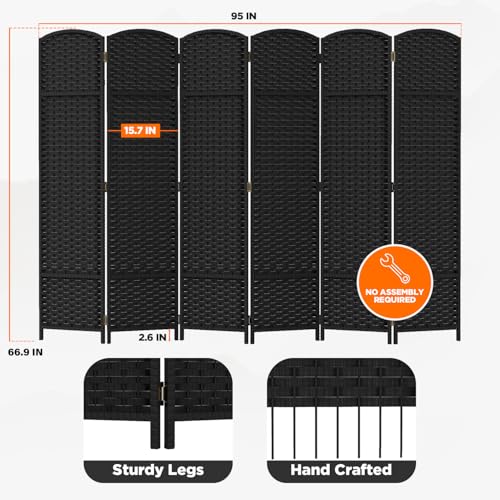 4 Panel Room Divider Screen 5.6 Ft Tall Folding Privacy Partition H959002