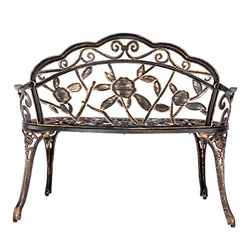 Outdoor Metal Rose Bench for Garden Patio Yard Decor Z65822