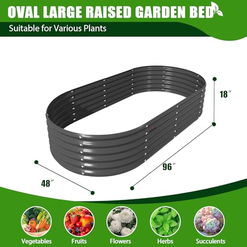 Galvanized Raised Garden Bed Oval Metal Planter Box for Vegetables Flowers U63502