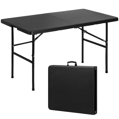 Portable 4 Foot Plastic Folding Table, Indoor Outdoor Heavy Duty, White Y15191