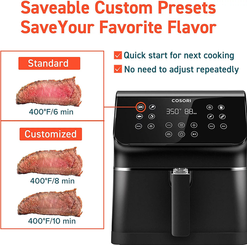 Air Fryer 5.8 QT, 12-in-1 Oven with Preheat and Keep Warm, Black F2438