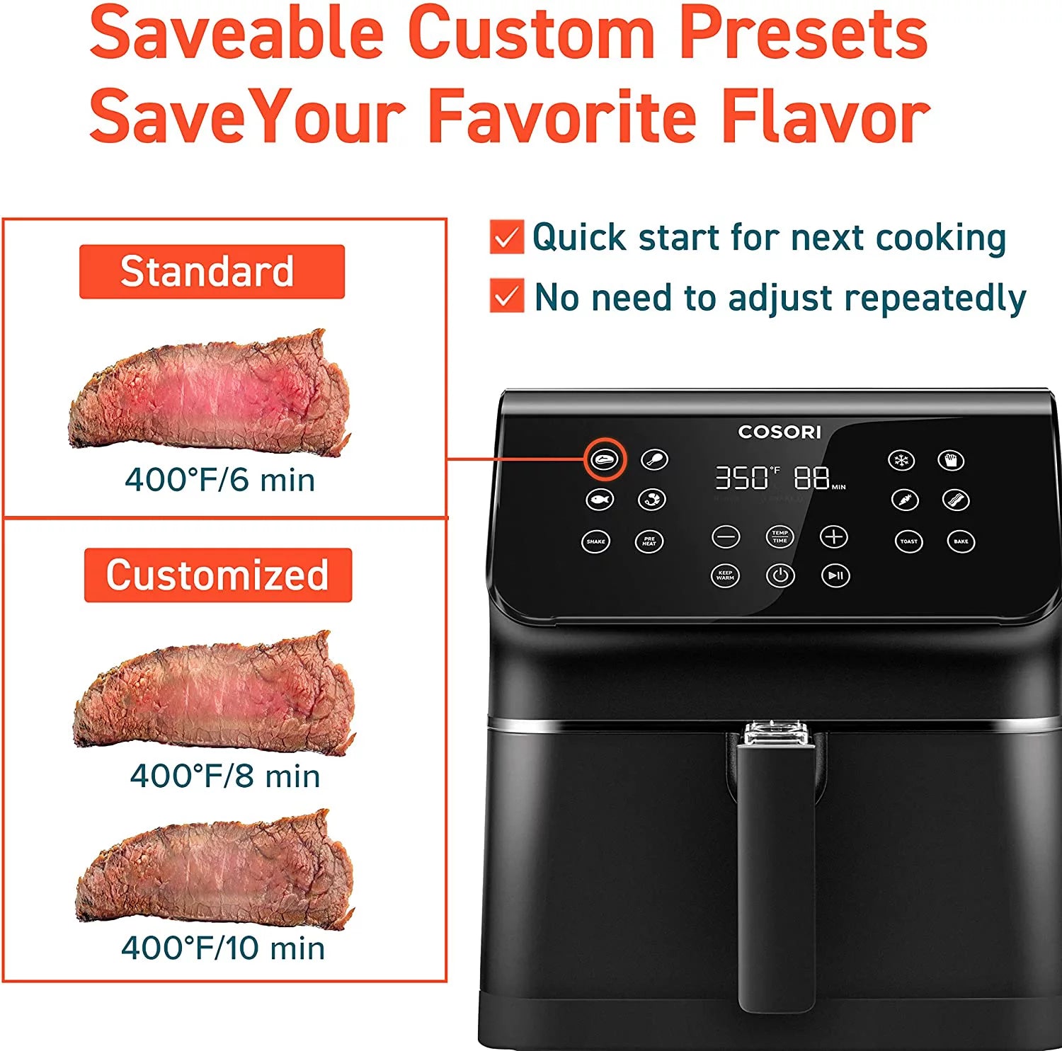 Air Fryer 5.8 QT, 12-in-1 Oven with Preheat and Keep Warm, Black F2438