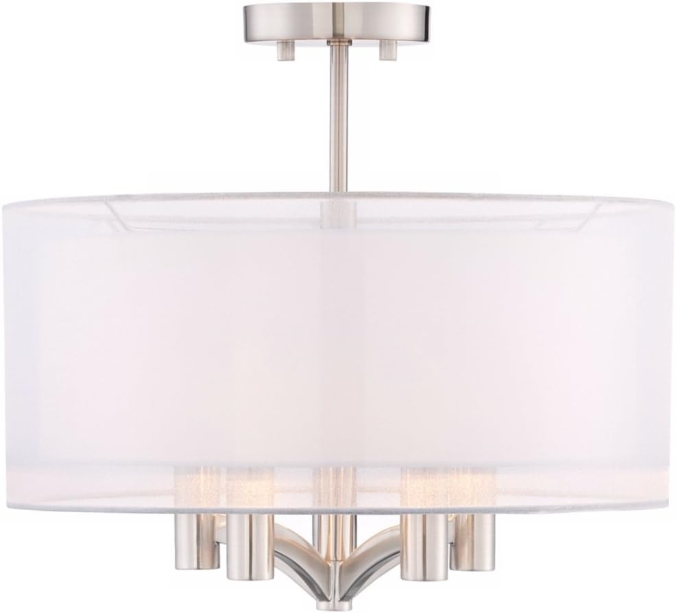 Semi Flush Mount Ceiling Light 18" Wide 5-Light Brushed Nickel P2171