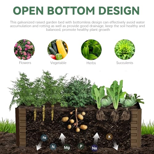 Galvanized Raised Garden Bed 8x4x2ft, Large Metal Planter Box for Outdoor Vegetables, Flowers & Herbs D2106