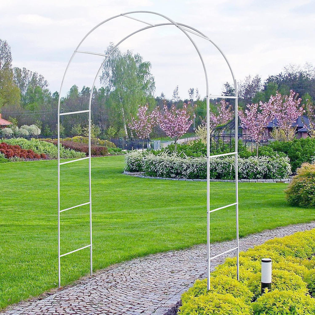 Steel Garden Arch Arbor Trellis for Climbing Plants, White R465403