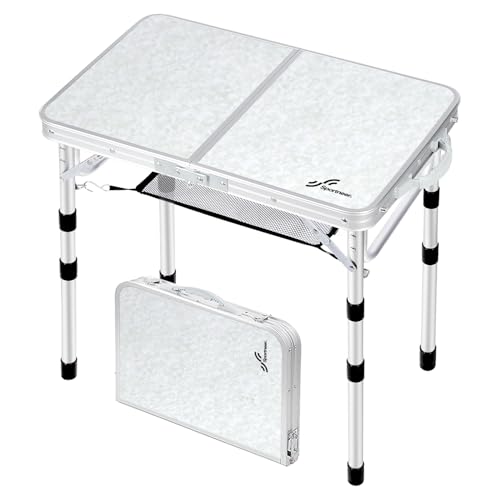 Adjustable Height Small Folding Camping Table with Mesh Layer B206