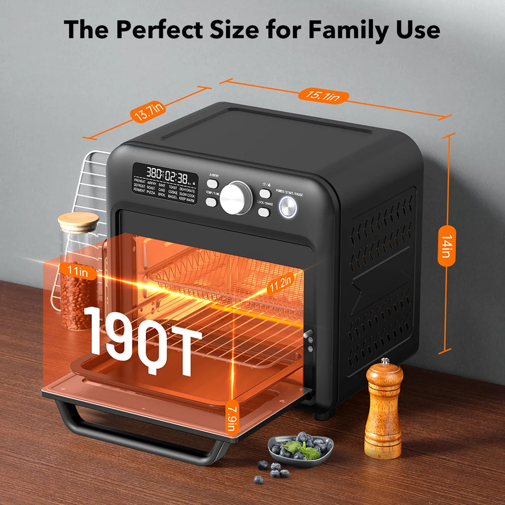 Air Fryer Oven, 19 QT Family-Sized Toaster Oven, Convection Oven with Child Lock, Fits 12-inch Pizza, Dishwasher Safe Z846540