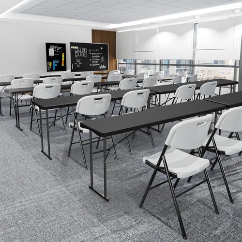 6 FT Narrow Folding Table, HDPE Top with Metal Frame for Parties, Seminars, Home Use I854236