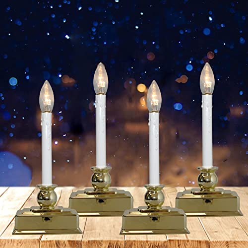 Christmas Window Candles with Timer, LED Flickering Lights, Set of 4 D66060