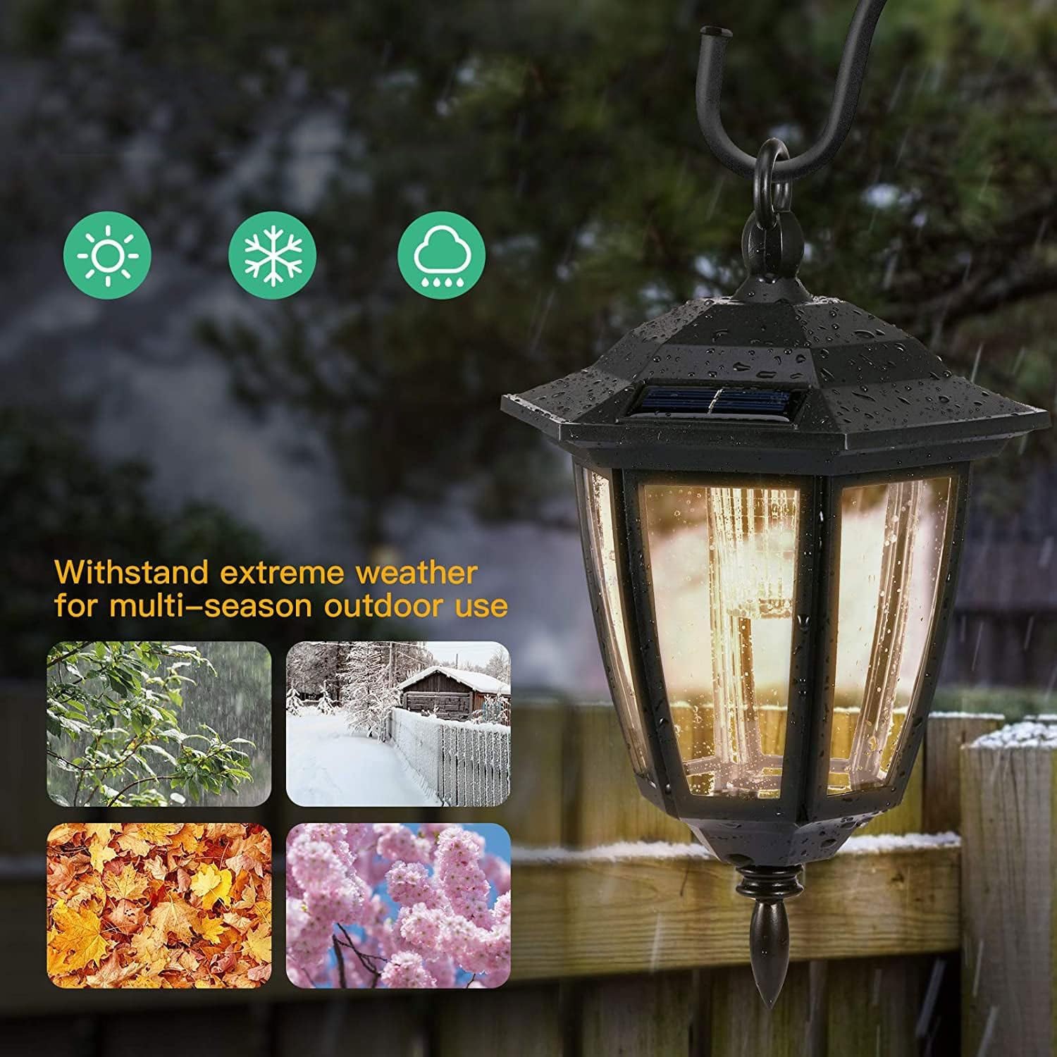 Solar Shepherd Hook with Hanging Lantern for Garden Path N7148