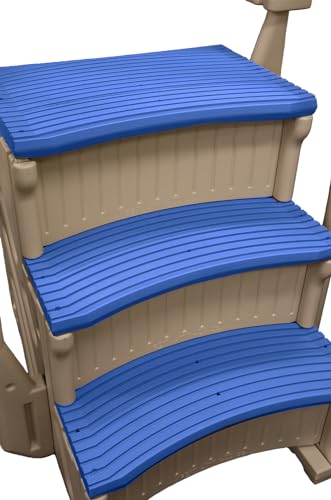 In-Pool Inground Pool Step with 2 Handrails and Adjustable Mounting Brackets, Grey Treads N557
