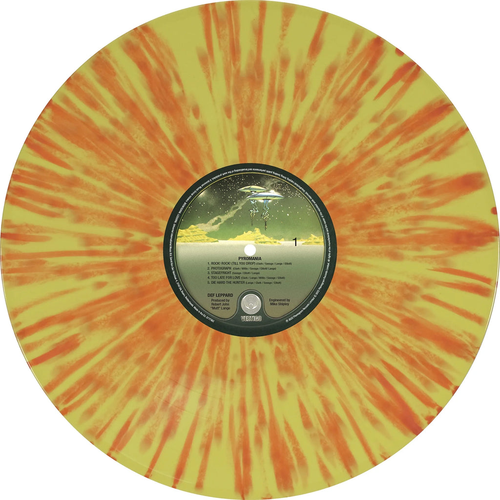 Pyromania 40th Anniversary Orange & Yellow Splatter Vinyl Rock LP H4674