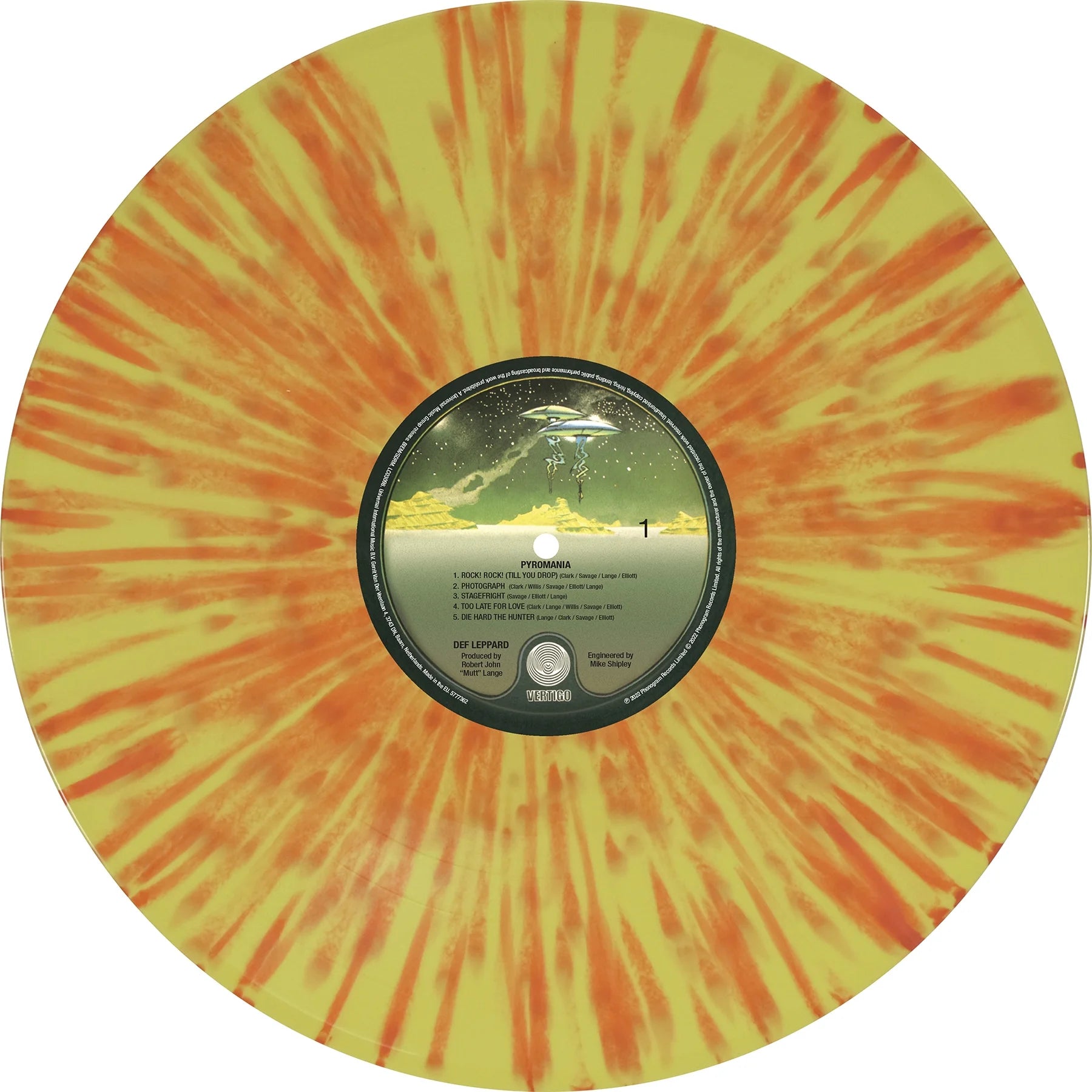 Pyromania 40th Anniversary Orange & Yellow Splatter Vinyl Rock LP H4674