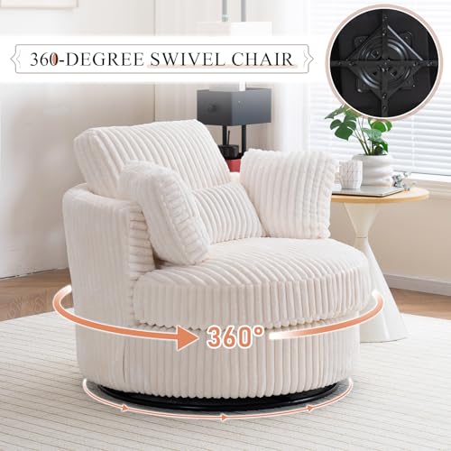 Round Swivel Barrel Chair with Ottoman for Living Room Bedroom G375183
