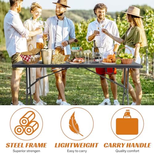 Folding Table 6 Foot Indoor Outdoor Heavy Duty Portable White A336496