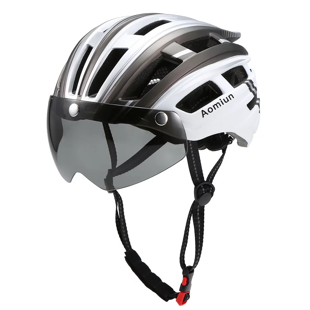 Mountain Bike Helmet with Back Light and Detachable Visor T213138