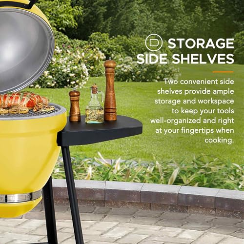 Charcoal Kamado Grill with Pizza Stone and Wheels Y970299