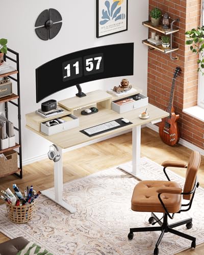 Electric Standing Desk with Drawers, Height Adjustable, Black C6615