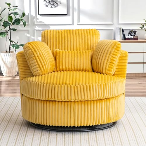 Round Swivel Barrel Chair with Ottoman for Living Room Bedroom G375183