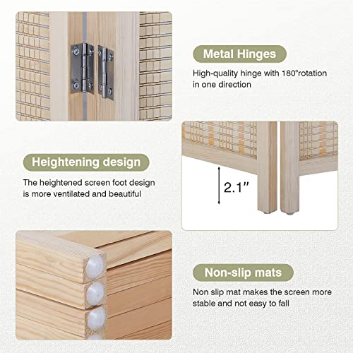 Bamboo Room Divider 6 Panel Folding Privacy Screen for Home H37149