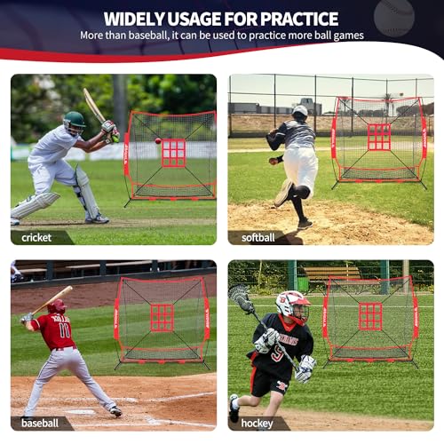 Baseball & Softball Practice Net with Bow Frame, Portable, with Batting Tee and Carry Bag B6660