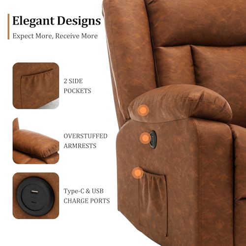 Swivel Glider Recliner Chair with Massage and Heating U99902