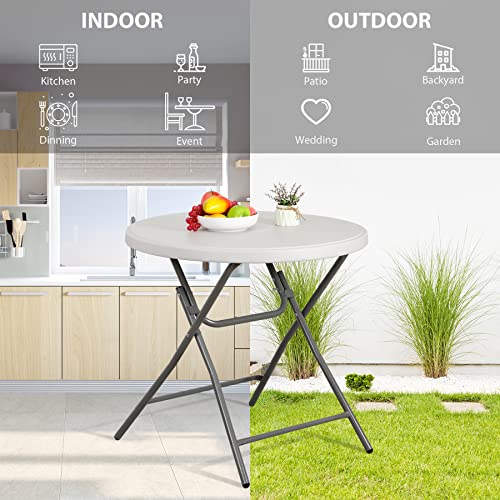 Portable 4 Foot Plastic Folding Table, Indoor Outdoor Heavy Duty, White Y15191
