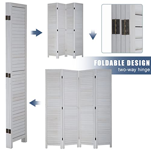 6 Panel Wood Room Divider Privacy Screen Freestanding White U13428