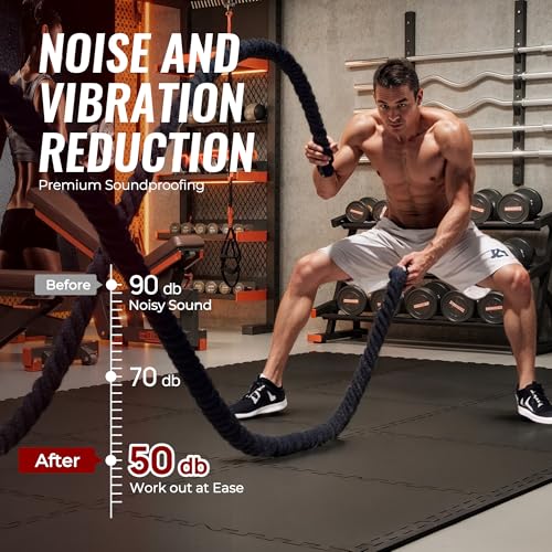 24 Pcs Interlocking Rubber Top Exercise Mats for Home Gym B471556