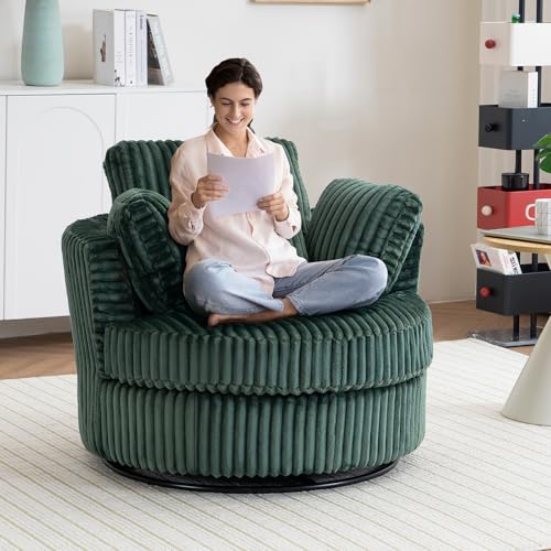 Round Swivel Barrel Chair with Ottoman for Living Room Bedroom G375183