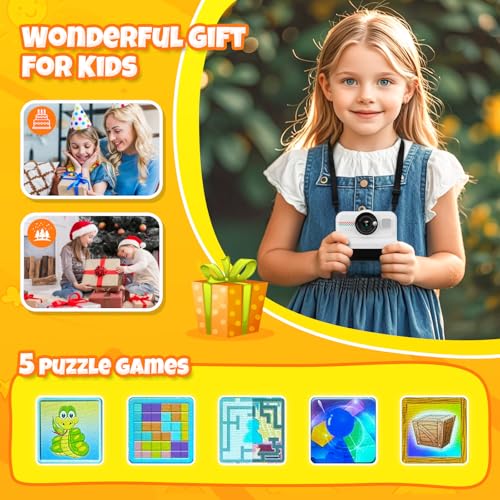 Kids Instant Print Camera 1080P HD with 3 Rolls Paper & 32GB Card U8422