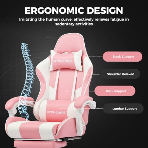 Gaming Chair with Footrest and Lumbar Support, Height Adjustable, Blue Y9034