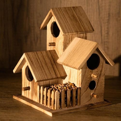 Wooden Bird House for Outdoor Hanging, Handmade Natural for Backyard Decor J419429