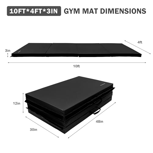 Folding Exercise Gymnastics Mat 4x10x3 Inch with Carrying Handles C40381