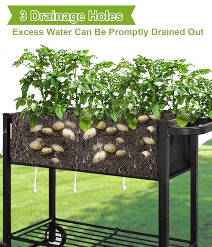 Raised Garden Bed with Legs on Wheels for Outdoor Plants J926