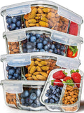 Prep Naturals - Glass Food Storage Containers - Meal Prep Container - 5 Packs, 3 Compartments, 34 Oz