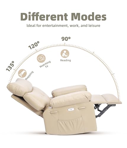 Electric Swivel Massage Chair, Power Rocking Recliner with Vibration and Heating, PU Leather Single Sofa with USB Port T171945
