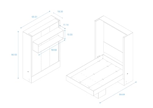 Full Murphy Wall Bed in White with Shelf Q5664