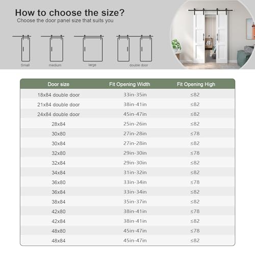 Double 21x84in White Barn Door with 7FT Sliding Hardware Kit, MDF, PVC Surface, DIY Assembly R60322