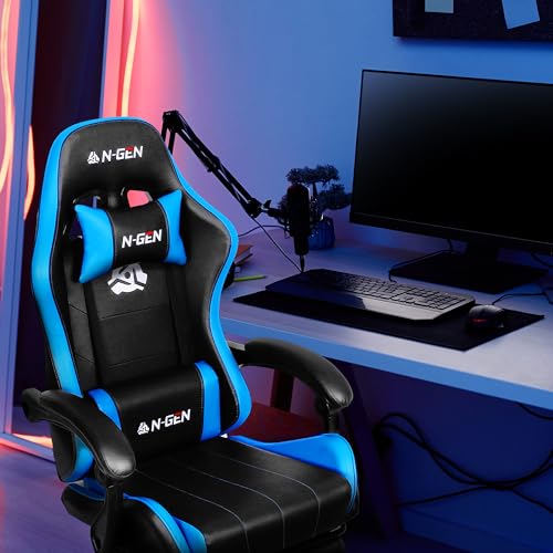 Ergonomic High Back Gaming Chair with Footrest PU Leather M911186