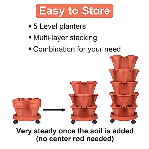 Stackable Planters 7-Tier Vertical Garden Planting Tower with Removable Wheels N78031