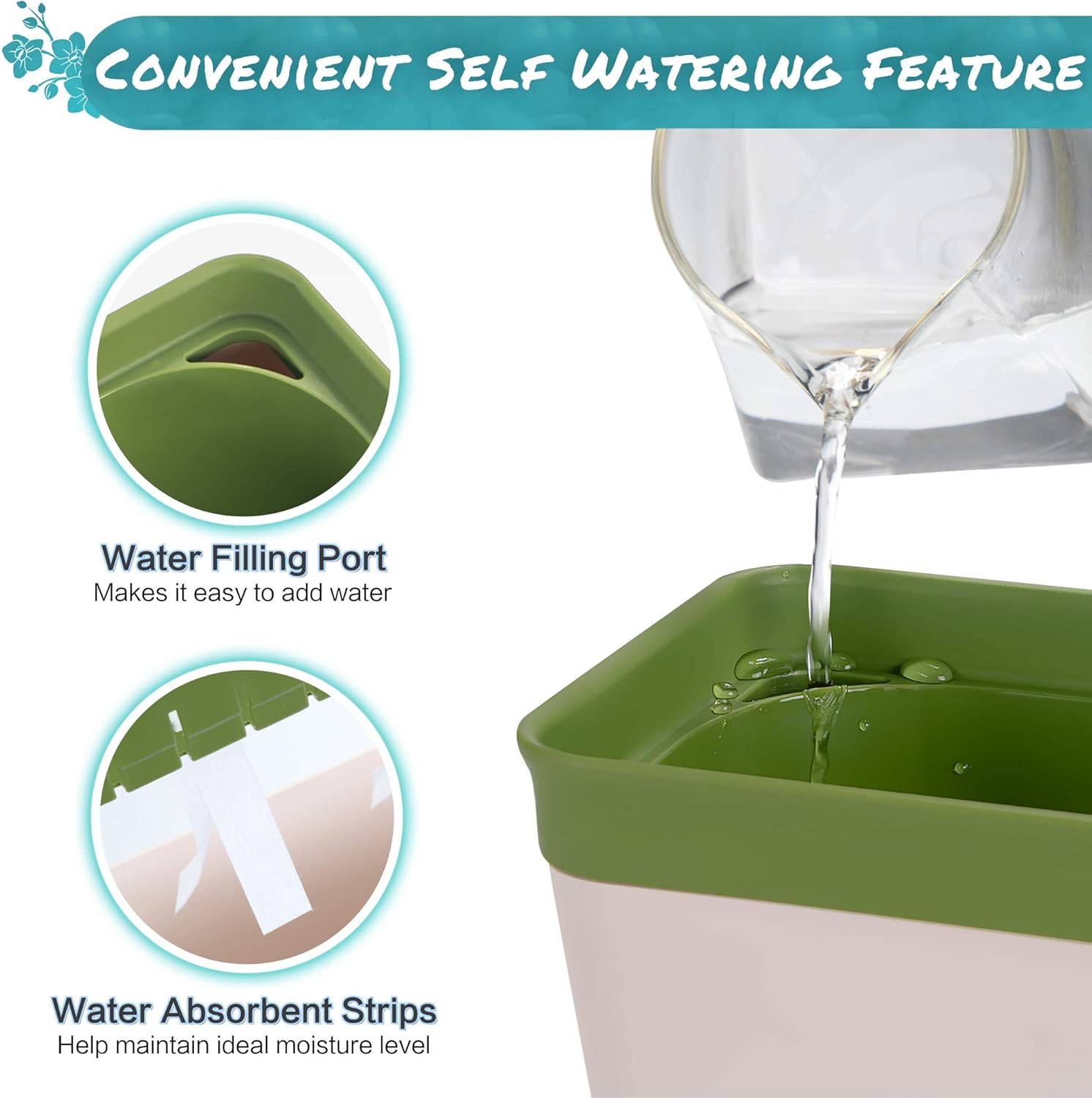 Window Herb Planter Box, Self-Watering, Set of 3 W9930