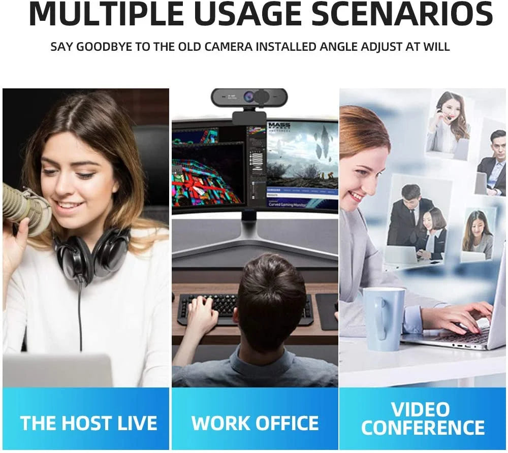Webcam with Microphone, 1080P HD, Privacy Shutter and Tripod Stand K591566