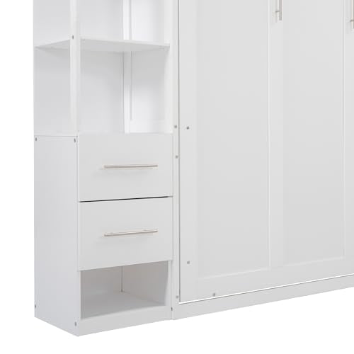 Queen Size Murphy Bed with Cabinet and LED Lights M1232